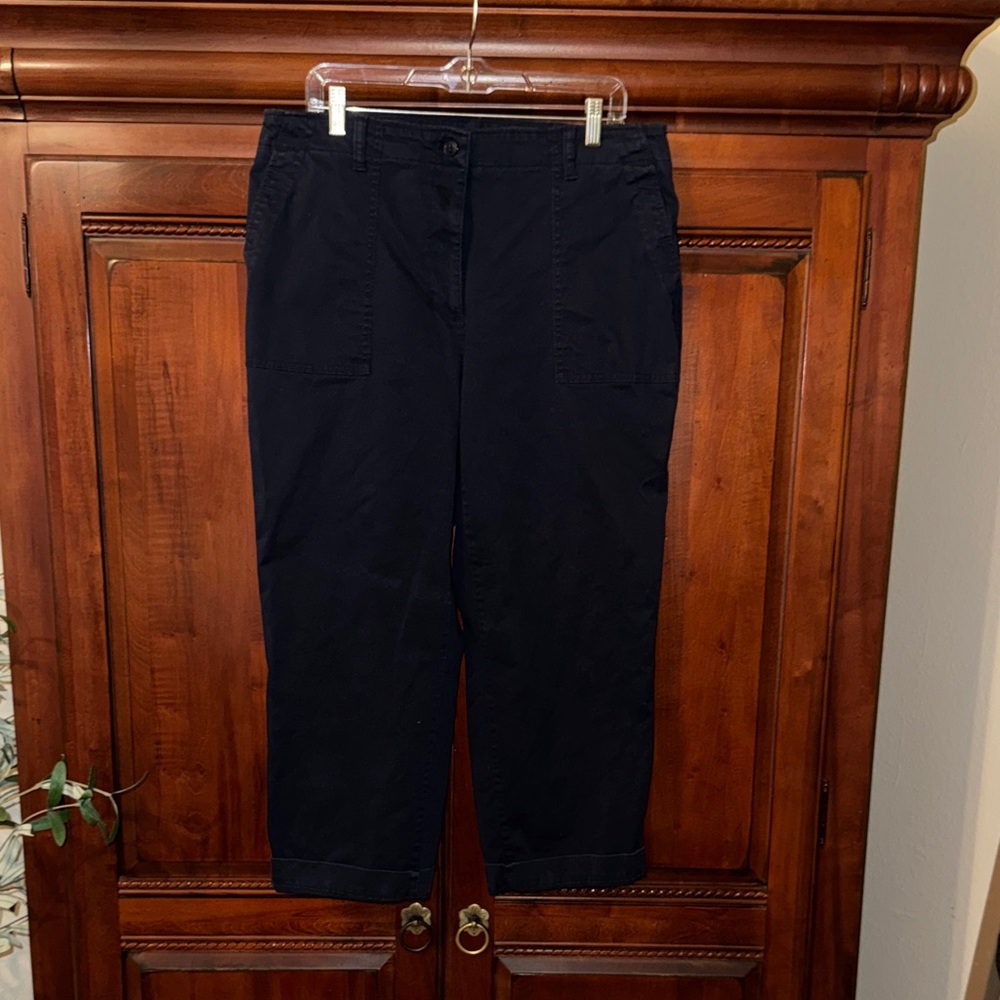Talbots Women’s Navy Cropped Patch Pocket Pants Size 14W